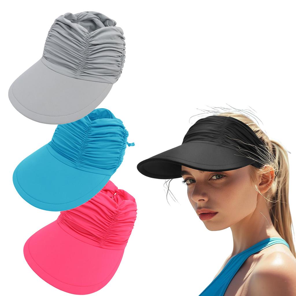 Women's Sun Visor Hat Summer Wide Brim Visor Hat Adjustable Beach Sport Visor Cap Outdoor Sun Protection Hat