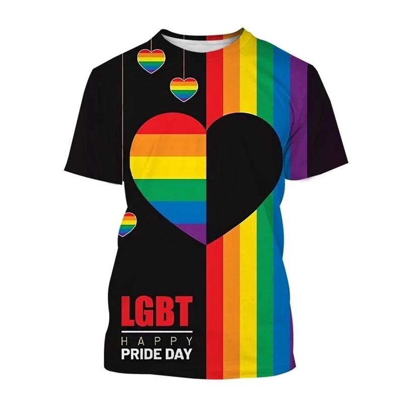 Summer Happy Pride Day Rainbow 3D Print T-Shirts Men Women Short Sleeve T Shirt Oversized Harajuku Y2k Tees Tops Kids Clothing