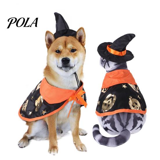 1 Set Pet Halloween Costume, Cat Wizard Hat And Cape, Cute Pumpkin Print Pet Apparel for Small Dogs Cats Festive Party Wear