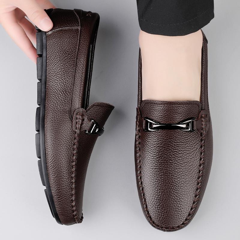 Fashion Comfortable Casual Male Lazy Footwear Mens All-match Loafers Classic Men for Wedding Shoes Genuine Leather Mens Casual Shoes