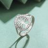 Teamer Tree of Life with Clear Zircon Ring Adjustable Stainless Steel Finger Ring for Women Girls Exquisite Amulet Jewelry