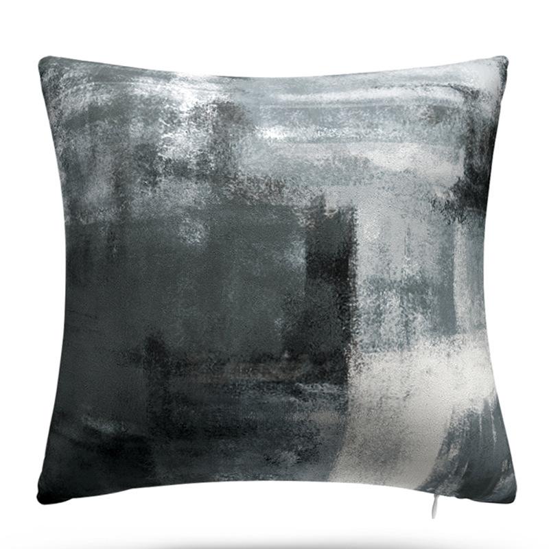 Turquoise Geometric Color Block Short Plush Cushion Cover Color Block Gem Series Linen Pillow Case Home Fabric