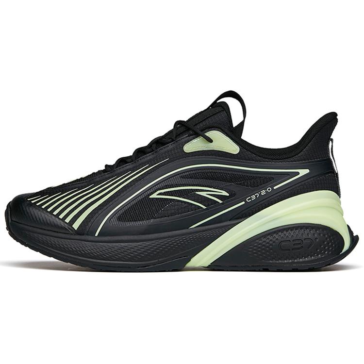 New Anta C37 2.0 Cushioned Anti Slip And Wear Resistant Lightweight Low Top Running Shoes Men's Fluorescent Black 112135537R-10