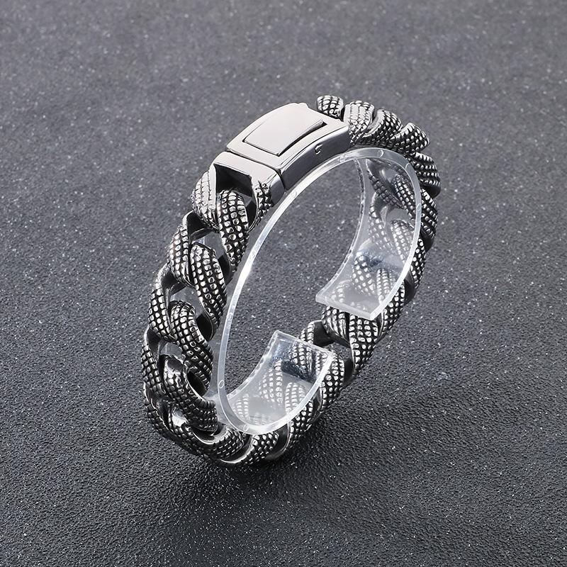 Kalen 19-21cm Long Stainless Steel Men's Bracelet Vintage Biker Party Fashion Jewelry Metal Polka Dot Chain Thick Accessories