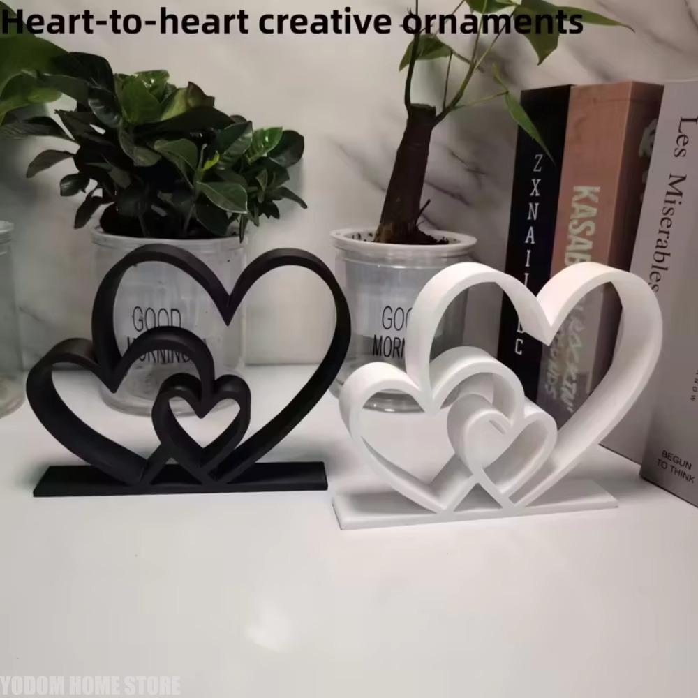 Heart-to-Heart Statue - Black & White Love Ornament, Desk & Bookshelf Decor, Valentine’s Gift, Home Decoration