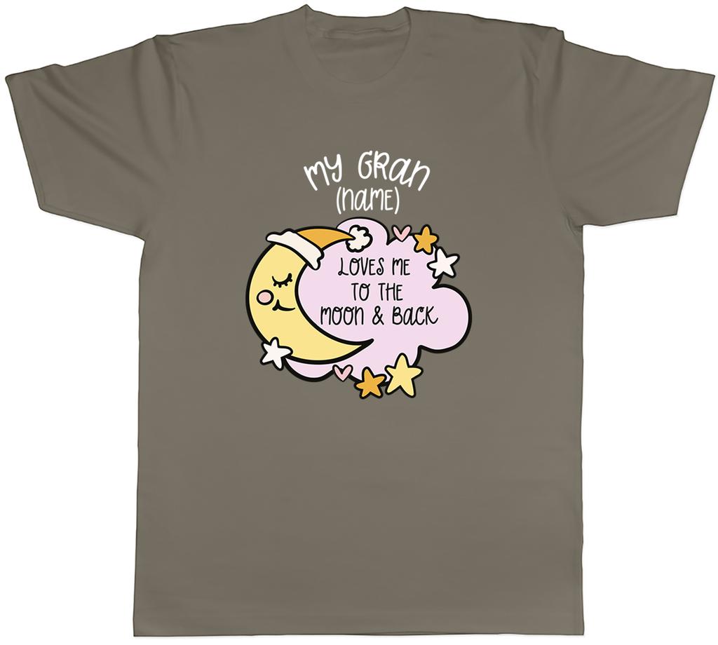 Personalised My Gran Loves me to the Moon Pink Unisexs TShirt Tee Gift Top