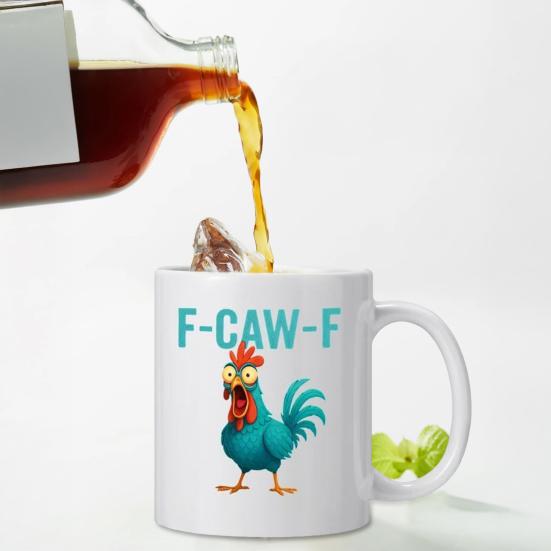 Cartoon Rooster Coffee Mug Ceramic F-Caw-F Sound Mug for Men Women 330ml Funny Rooster Cup for Hot Cold Tea Water Juice Office School Gift