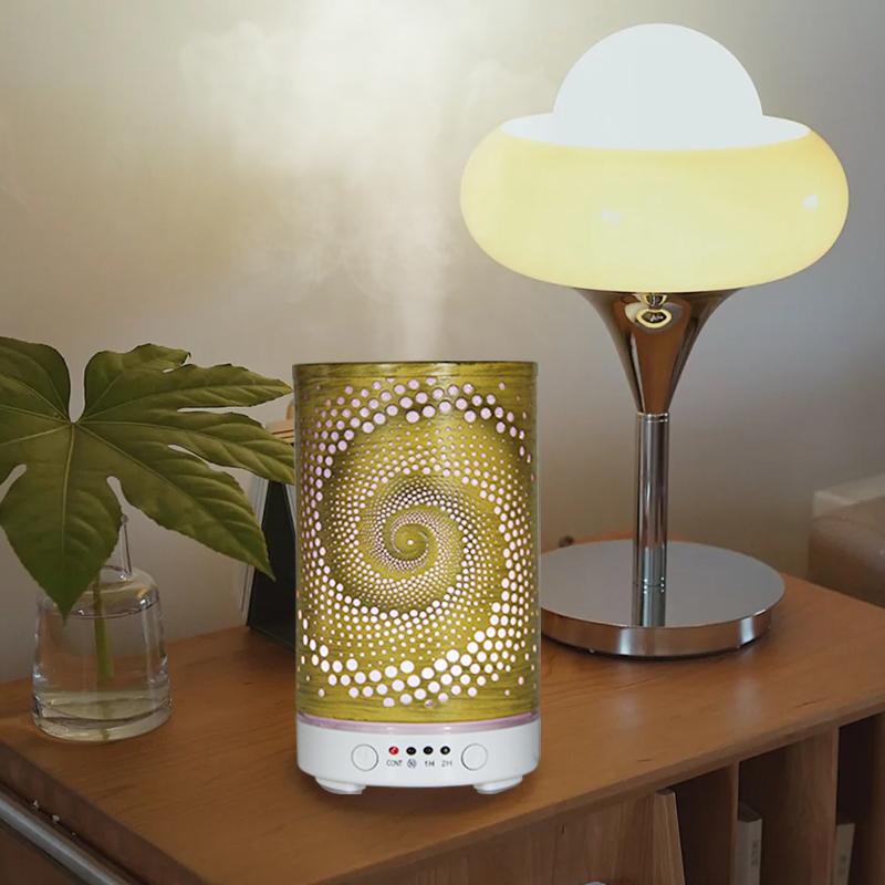 New Aroma Diffuser Air Humidifier Ultrasonic Cool Mist Maker Fogger LED Essential Oil Hollow Pattern Lamp Difusor Auto Shut-off