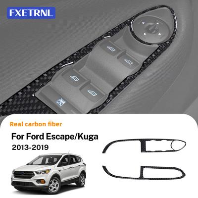 For Ford Escape KUGA 2013 2014 2015 2016 2017 2018 2019 Car Soft Carbon Fiber Sticker Door Window Switch Button Panel Trim