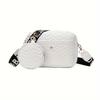 2pcs New Fashion Embroidered Shoulder Square Bag and Small Round Purse Set Casual Zipper Crossbody Bag, Small V-shaped Sling Bag