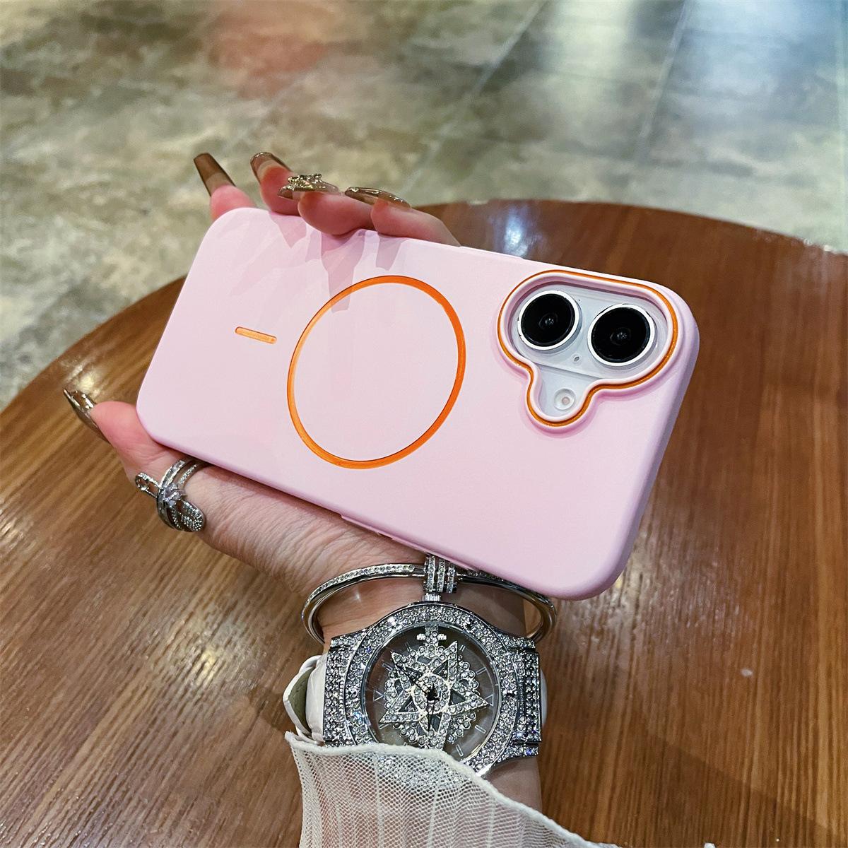 

Ультратонкий Прочный Магнитный Жесткий Чехол, Подходящий для Чехла для Телефона Apple 14ProMax, Защитный Чехол для IPhone16pro и Внешняя Оболочка 15 iPhone12ProMax розовый