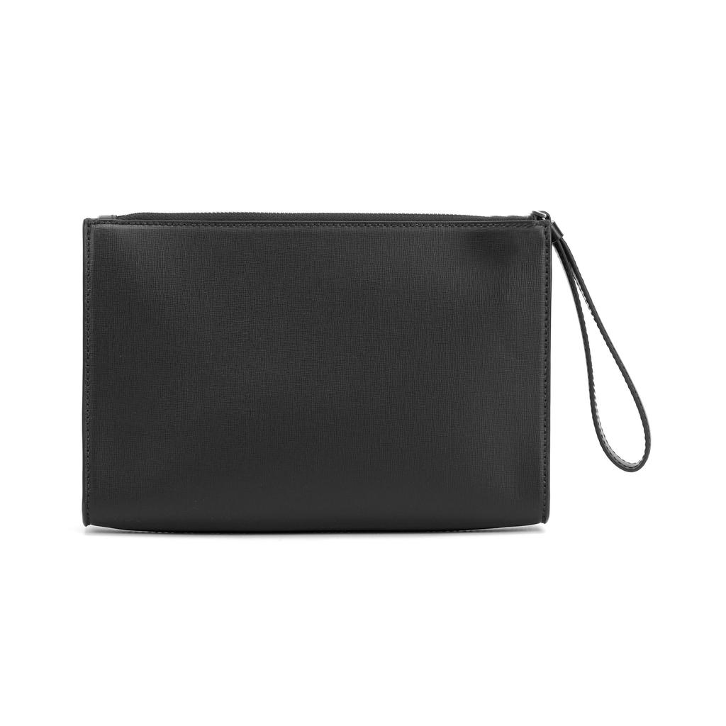 Bally Mythos Palladium Metal Zipper Closure Recycled Leather And Recycled Cowhide Clutch Men Clutch Black 6308766
