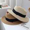 Spring and Summer Beach Flat Top Hat Women's Straw Knitted French Wide Brimmed Jazz British Sun Hats