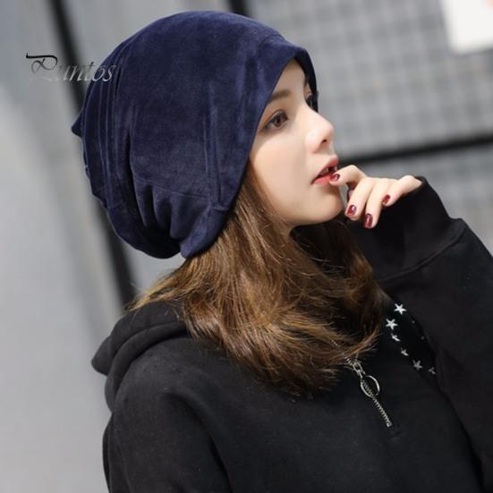 Lady Winter Hat Women Beanie Elastic Soft Solid Color Baggy Slouchy Keep Warm No Brim Plush Fashion Accessories