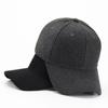 Mens Plain Wool Blend Baseball Cap Winter Warm Golf Hat Adjustable Snapback Hats