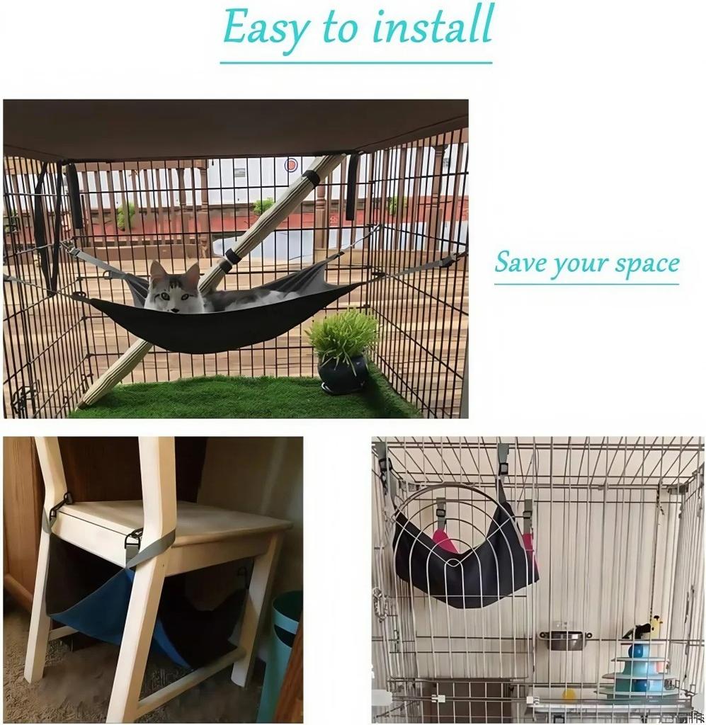 Hanging Cat Hammock, Pet Hammock For Cage, Adjustable Cat Bed Two Sides Comfortable/waterproof Resting Sleepy Pad For Cats Small