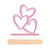 Metal Heart Sign 3 Love Hearts Sculpture with Wooden Base Romantic Mantel Tabletop Decor for Valentine's Day Anniversary Wedding