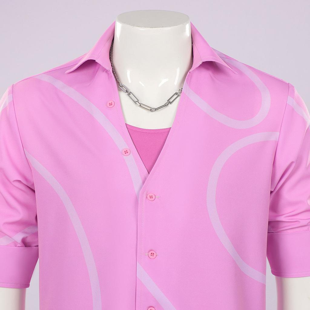 K-Pop Demon Hunter Jinu Cosplay Costume Shaka Boys Devil Boy Group Anime Pink Shirt with Sleeveless Undershirt