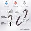 Cross Bracelet for Men Boys,Stainless Steel Cross Charm PU Leather Rope Bracelet,Casual Jewelry Gift