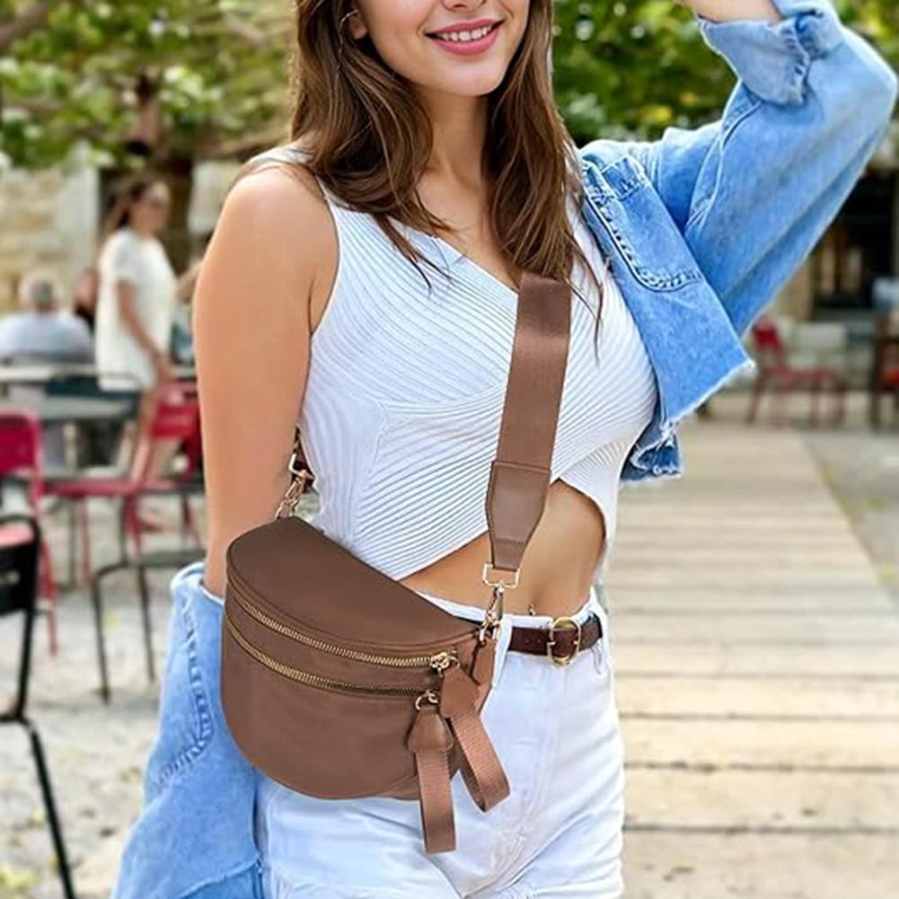 Nylon Crossbody Bag with Adjustable and Removable Strap Spacious Fanny Packs Sling Shoulder Bag Wallets Purses for Women