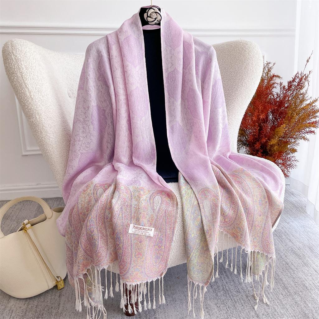 70x180cm Bohemia Styles Women Muslim Hijab Jacquard Winter Scarf Lady Ramadan Wraps Shawls Tassel Headband Islamic