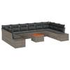 Garden Sofa Set with Cushions 11 Pcs Grey Poly Rattan