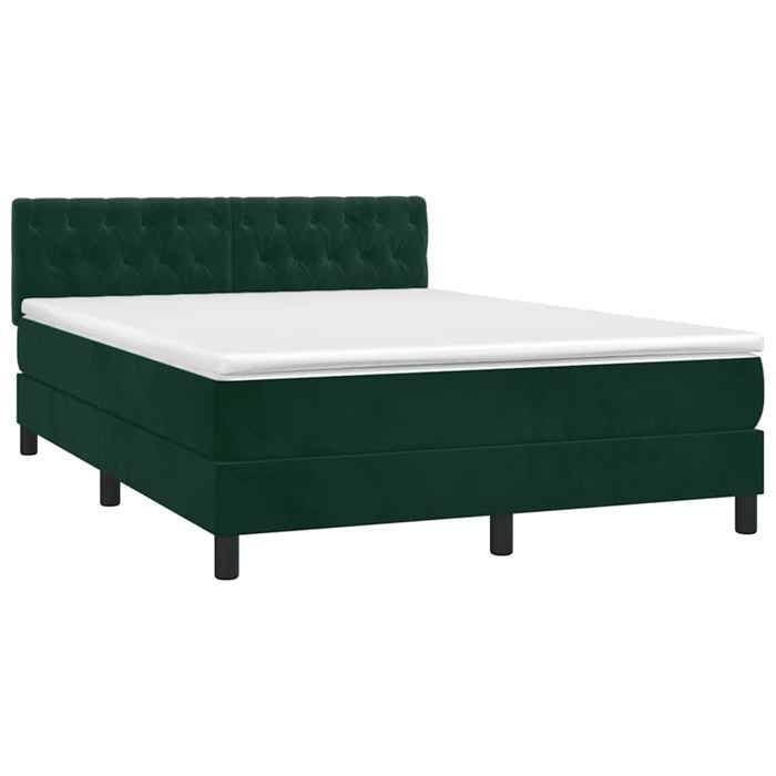 Cadre de lit avec matelas - Maison Exclusive - Velours - 140x190cm - Tête de lit réglable