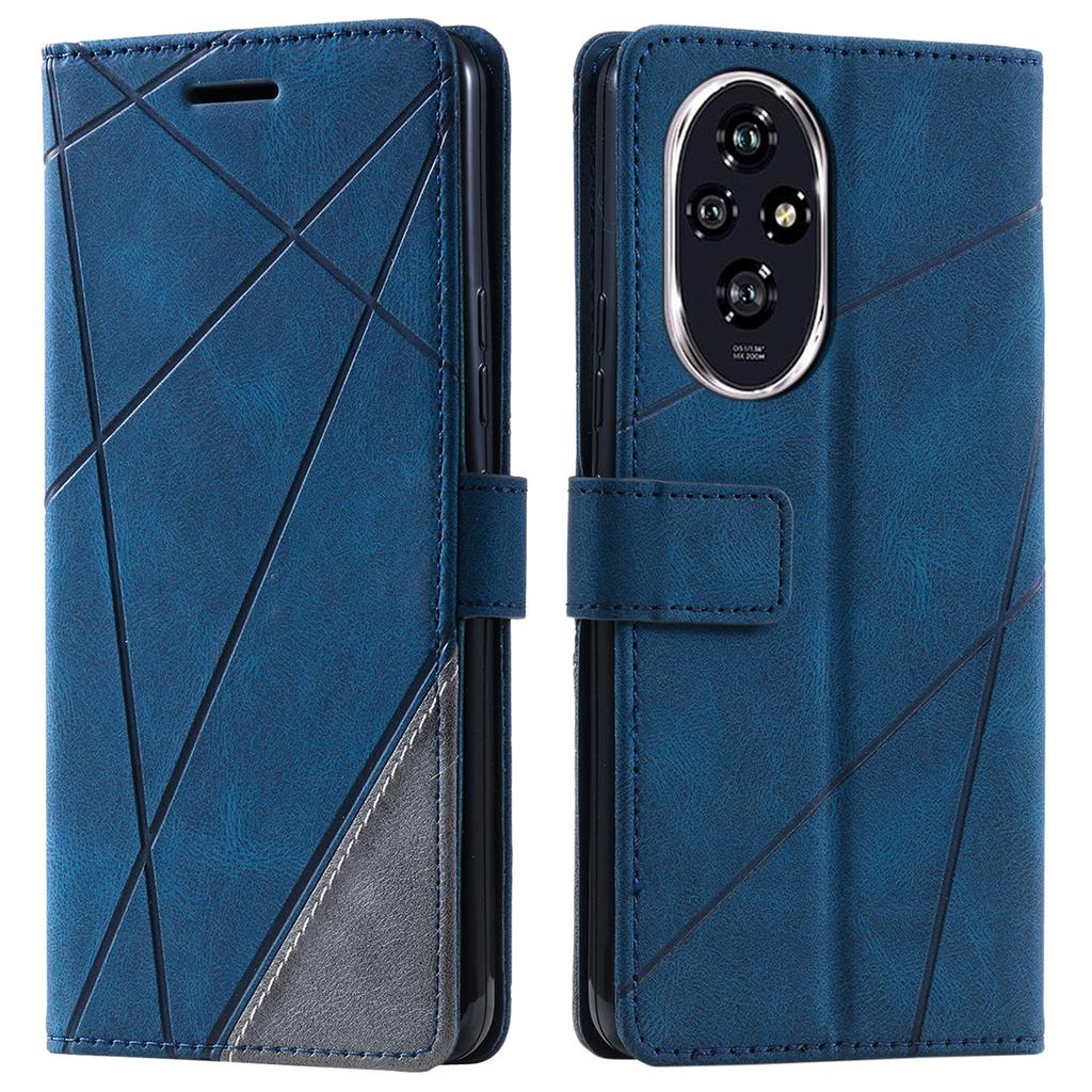 For Honor 200 Pro 5G Case Imprinted Lines PU Leather Splicing Wallet Phone Cover
