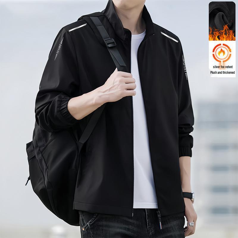 Men's Fashion Versatile Plus Velvet Stand Collar Windbreaker - 2025 Autumn/Winter Collection