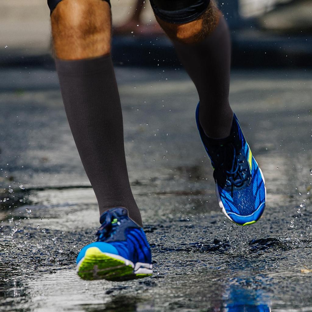 YUEDGE Compression Running and Sports Sizes 5 Pairs Men's Socks, High-Knee Socks, Gray, Socks, 25-27cm,