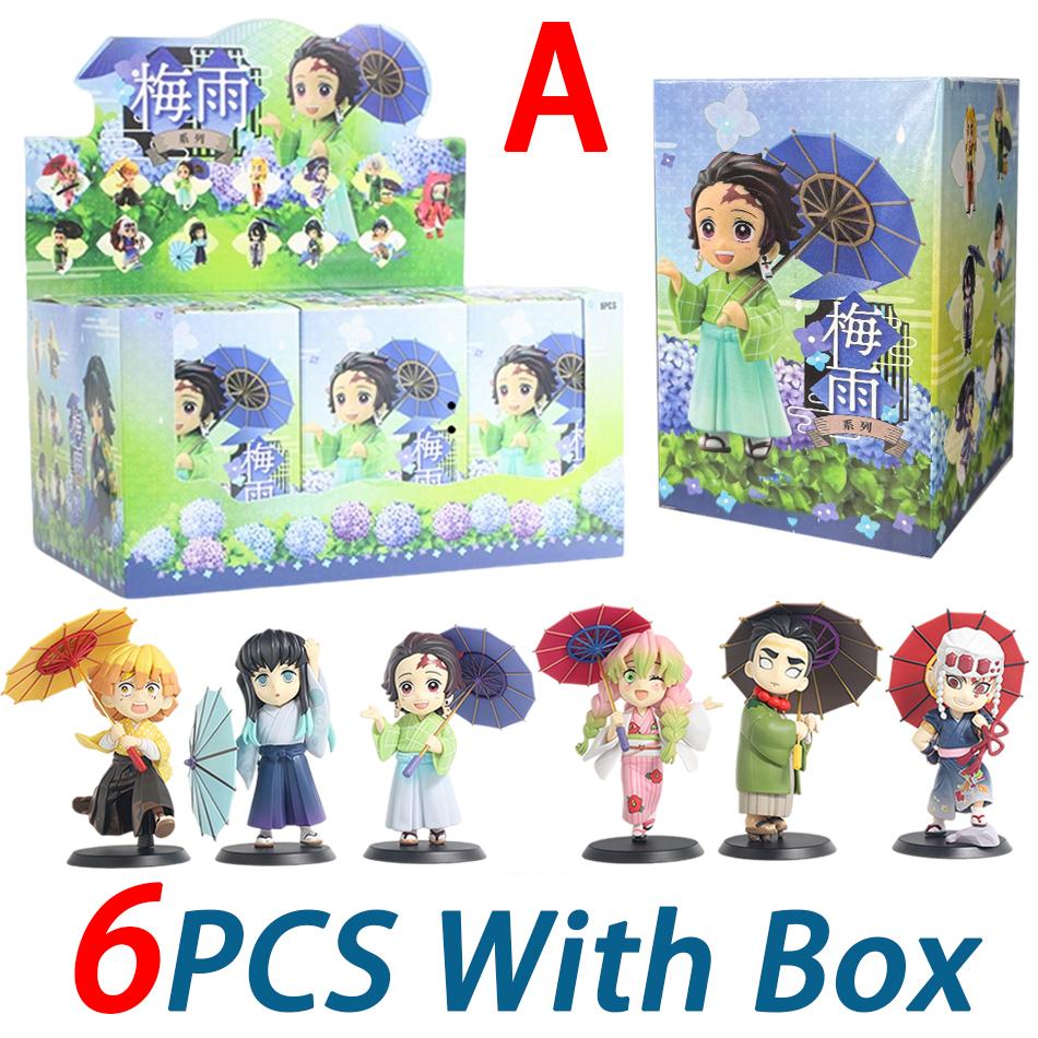 Latest 1-12Pcs Figurine Plum Rain Series Kochou Shinobu Tomioka Giyuu Mitsuri Figurine Plaything Gift For Kids