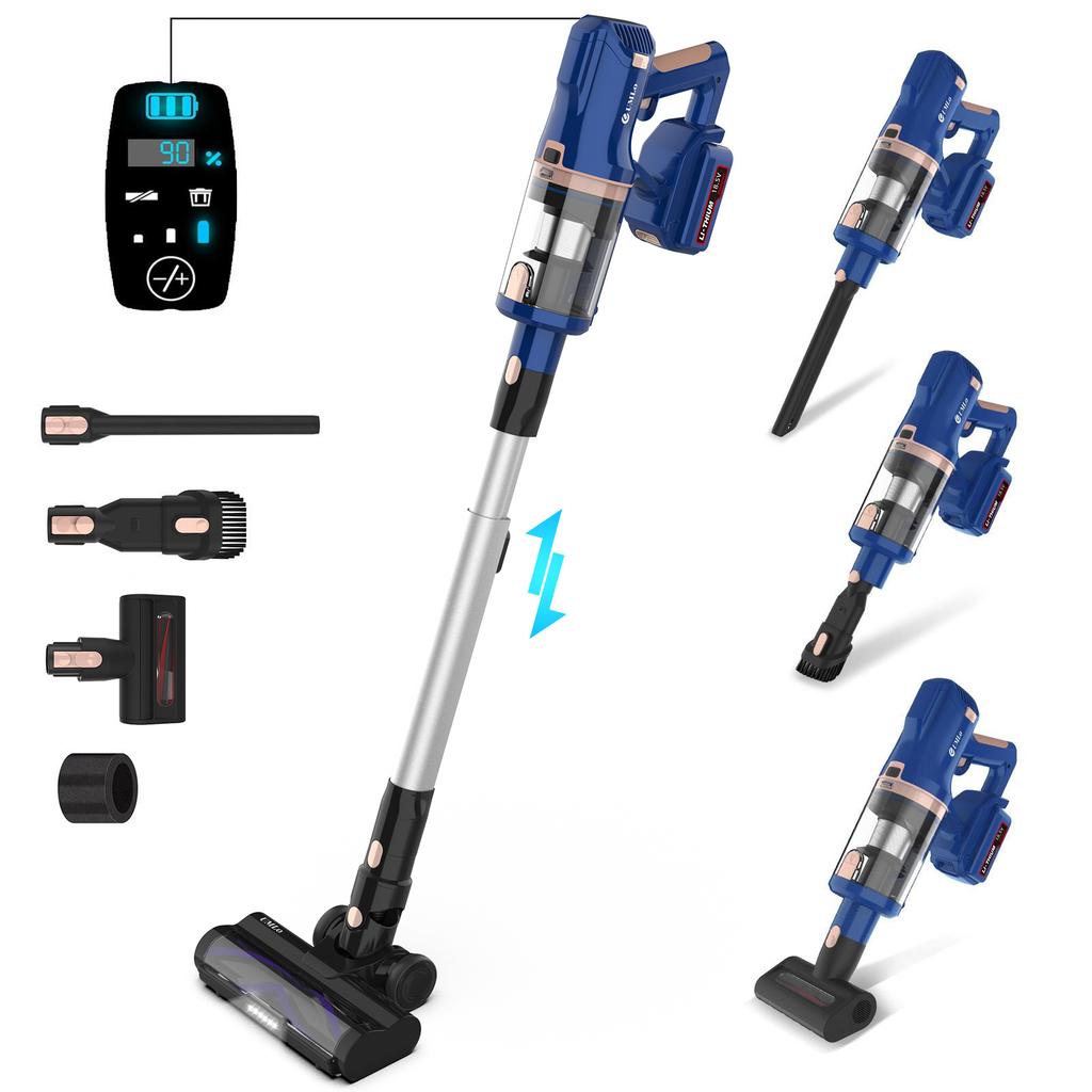 UMLo V11 Blauer Akku-Stielstaubsauger – 2-in-1 Hand- und Bodenreinigung mit HEPA-Filterung, 300W Motor, 4000mAh Akku, LED-Anzeige