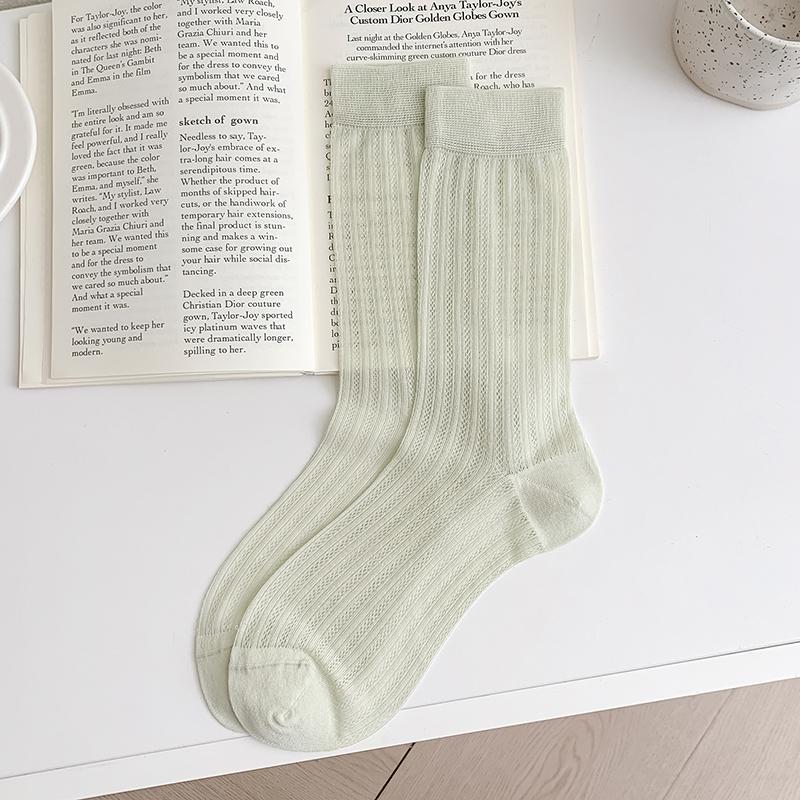 Socks For Women Summer New Solid Color Breathable Girl Thin Socks Simple Japanese Style Casual Mesh Socks Hollow Out Comfortable