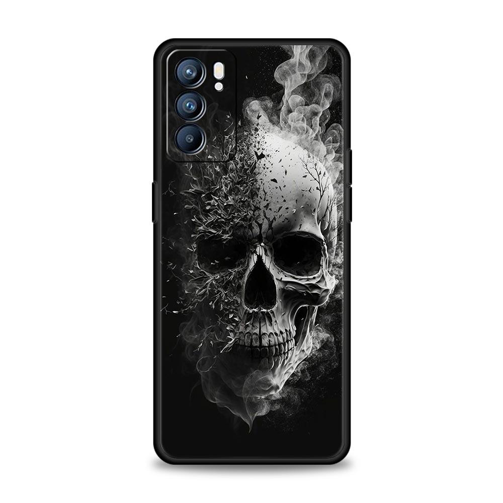 Hard Pink Purple Skull Phone Case For Oppo A54 A53 A52 A15 A95 A16 A78 A79 A80 A98 4G Find X5 X6 Reno10 12 13 F Pro 5G Cover