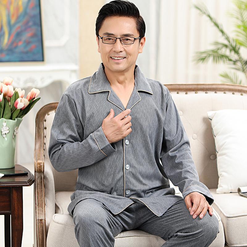 100% Pure Cotton Pajamas Men's Long-sleeved Spring and Autumn Korean Version Plaid Casual Large-size Winter Men's Loungewear Suit