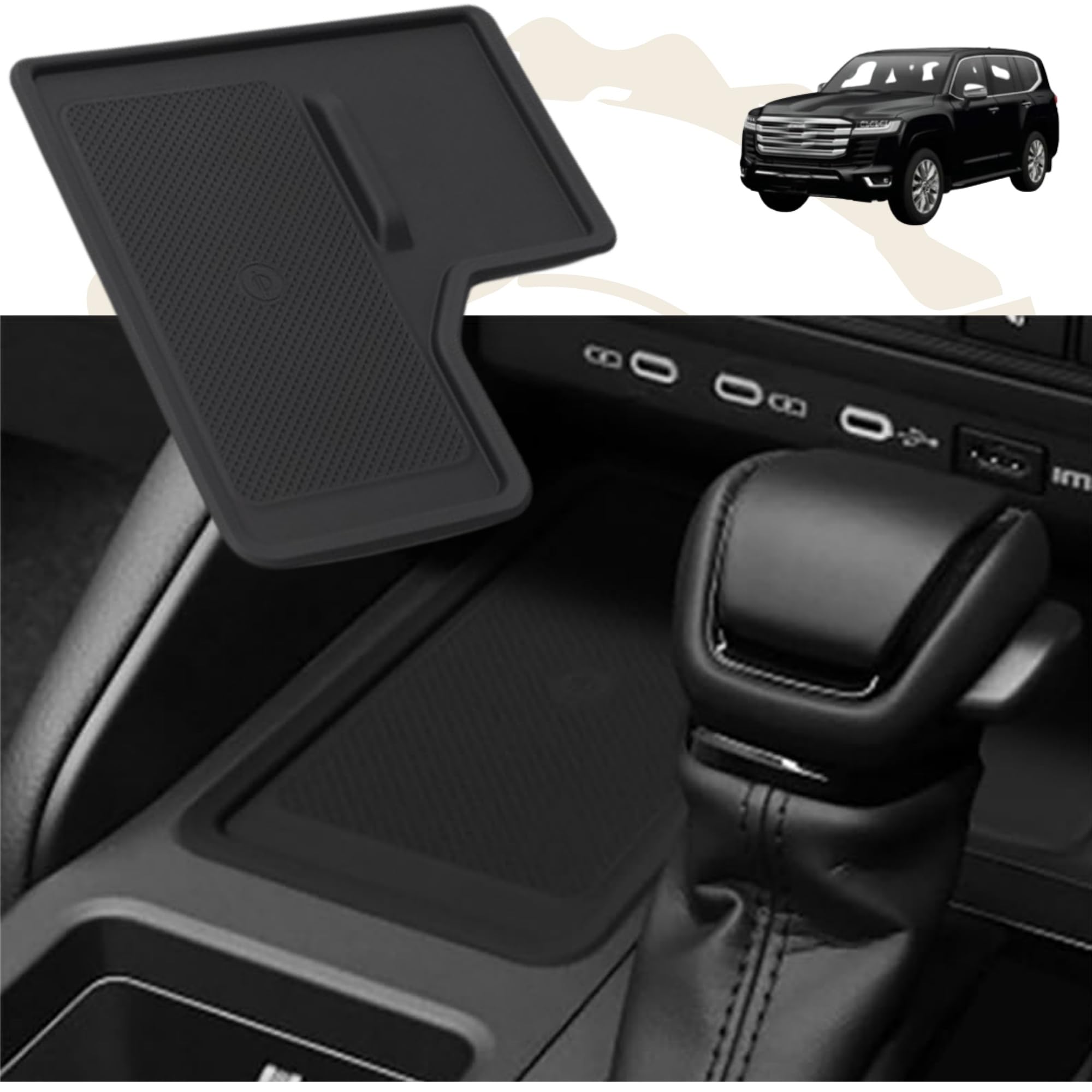 

DodoxDIY Land Cruiser 250 Серии Ранг LC250 Пользовательские Детали Аксессуары Беспроводная Зарядка Центральной Консоли Cup holder panel серебряный