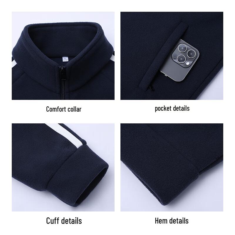 ROMON Men's Autumn/Winter Stand Collar Fleece Jacket