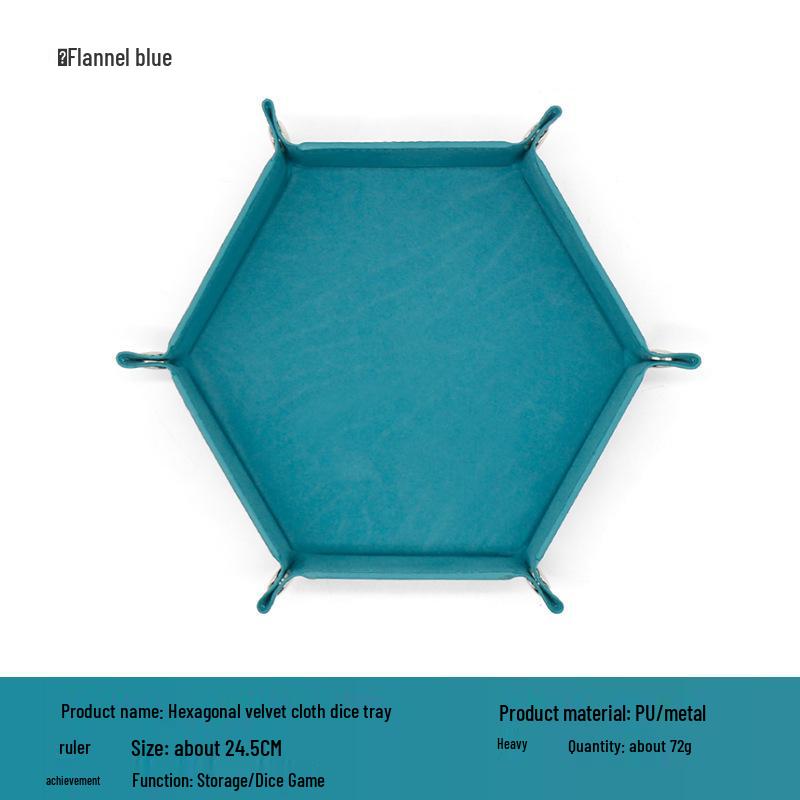 

Folding Hexagonal PU Velvet Dice Tray - Portable Desktop Storage Box 17.5x17.5 cm