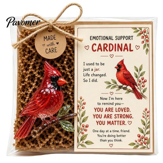Cute Resin Animal Figurine Emotional Support Glass Gift, Recycled Pocket Hug Turtle/Bird/Frog Healing Desk Keepsake with Encouragement Card,
