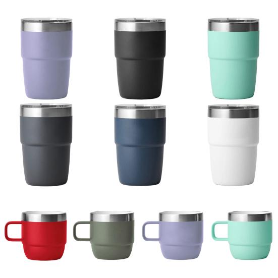 6/8 Oz nerezový vakuový šálek Izolovaný hrnek na espresso Kávový hrnek Keramická podšívka Stohovatelný přenosný cestovní termohrnek