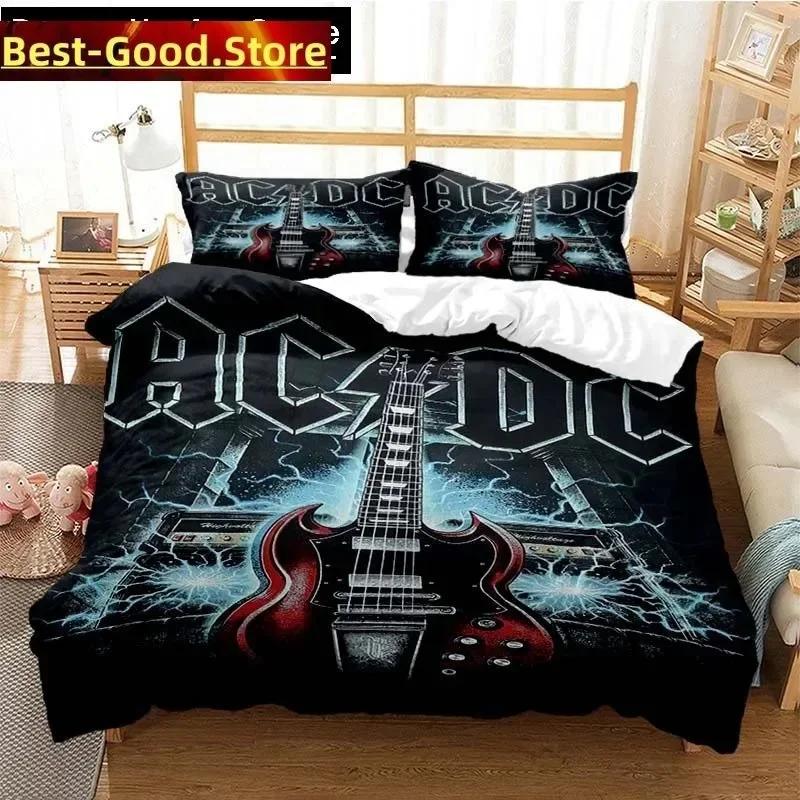 Fashion AC DC Rock Band Bedding Set Printed Bed Set With Pillowcase Bed Duvet Cover Soft Single Double Queen Super King Size