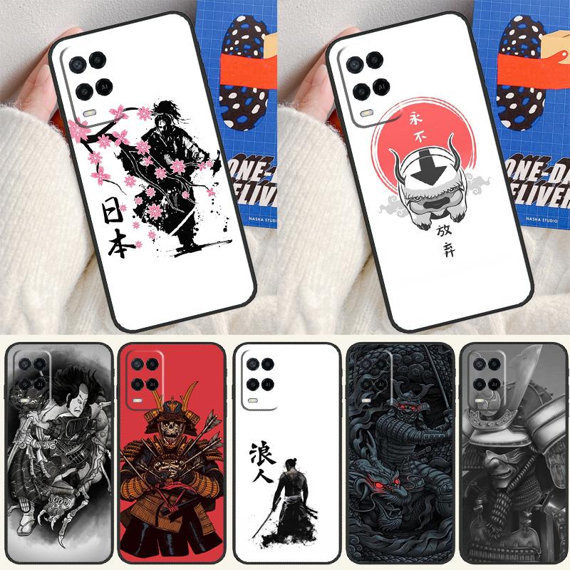 Japanese Style Samurai Art Case For Oppo A91 A5 A9 A16 A76 A96 A58 A78 A98 A52 A72 A74 A94 A54 S A57 A77 A15 A17 Cover