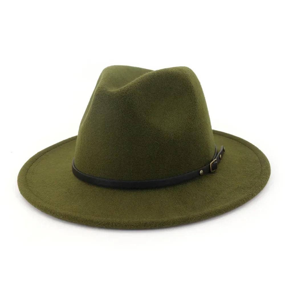 Men Fashion Simple Solid Color Vintage Wide Brim Hat Church Party Felt Jazz Cap Fashion Travel Hats Women Accessories Gifts