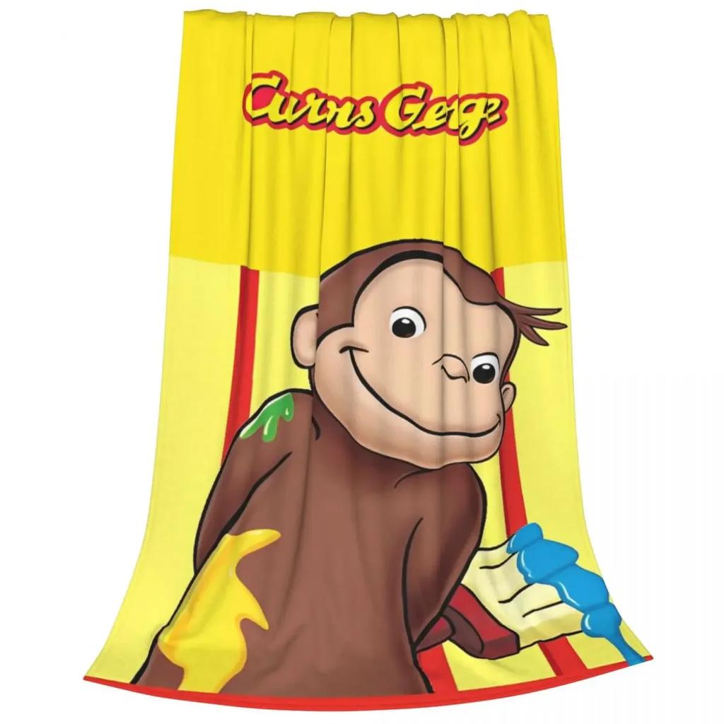 Curious George Spooky Fun Fuzzy Blanket Cartoon Monkey Funny Throw Blankets for Home 200x150cm