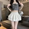 Ladies Summer Ballet Style Ruffled Tiered Cake Skort, High Waist Frilly Bubble Skirt, Cute Hot Girl Flowy Short Skirt for Daily Street Fashion Wear
