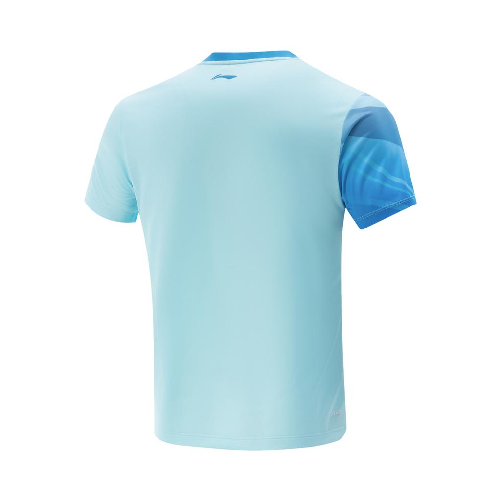 Li-Ning Comfortable Simple Versatile Round Neck Quick-Dry Short Sleeve T-Shirt Men Tops Light-Wax-Blue AAYV115-3