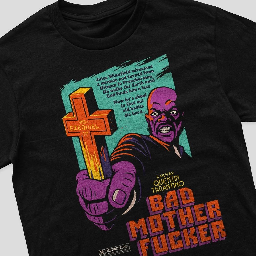

Vintage Retro T-Shirt Bad Motherfucker Movie Merch Gift For Men Movie Fans S