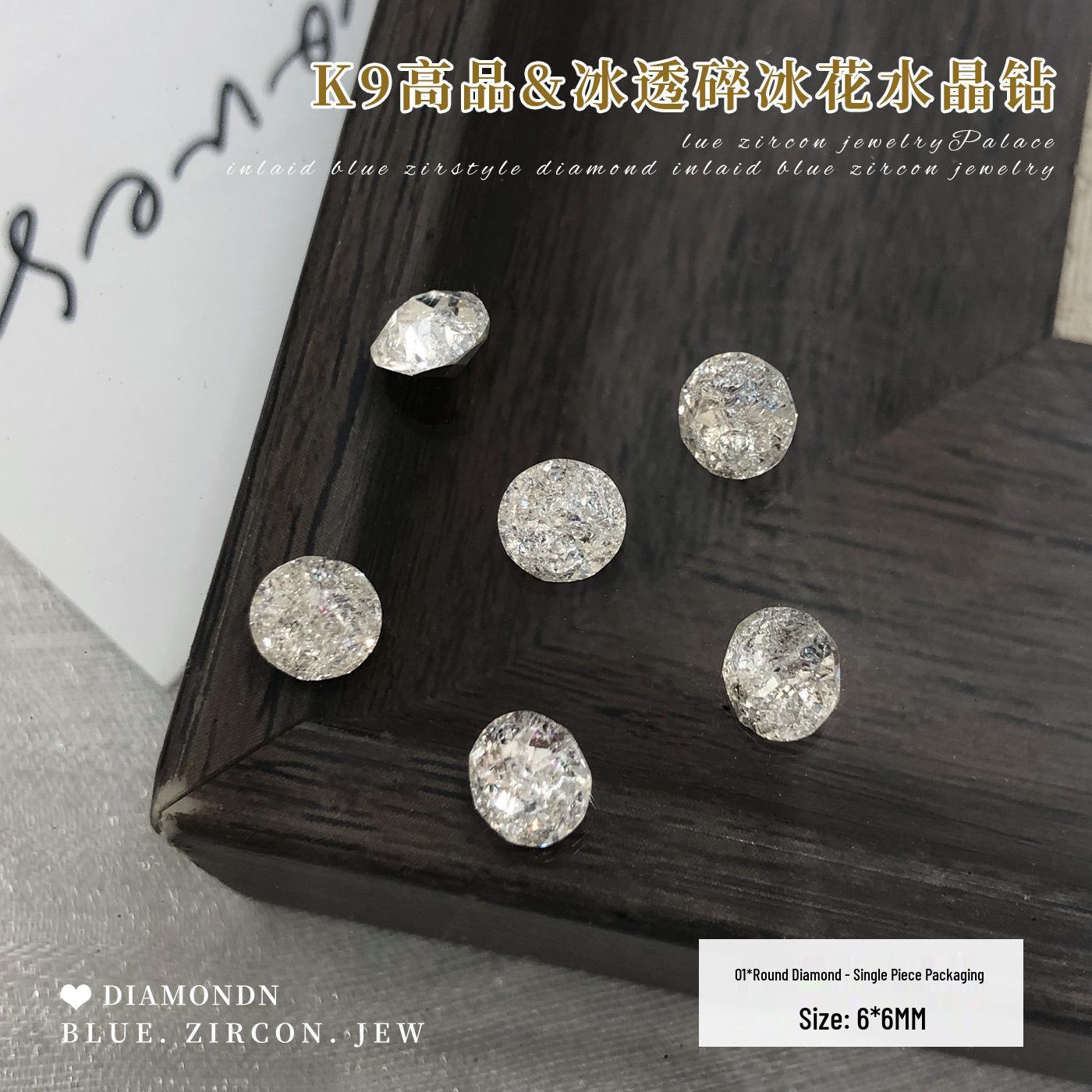 High-Quality K9 Crystal Ice Crack Rhinestones - Silver Plated Rock Candy Nail Art Luxury Decoration