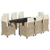 VidaXL 9-Piece Garden Dining Set with Cushions, Table and Chairs with Adjustable Backrest, Outdoor Furniture, 3213015