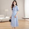 Women's Summer French Striped Shirt Dress - Elegant Long Style, College-Inspired, Absolutely Stunning